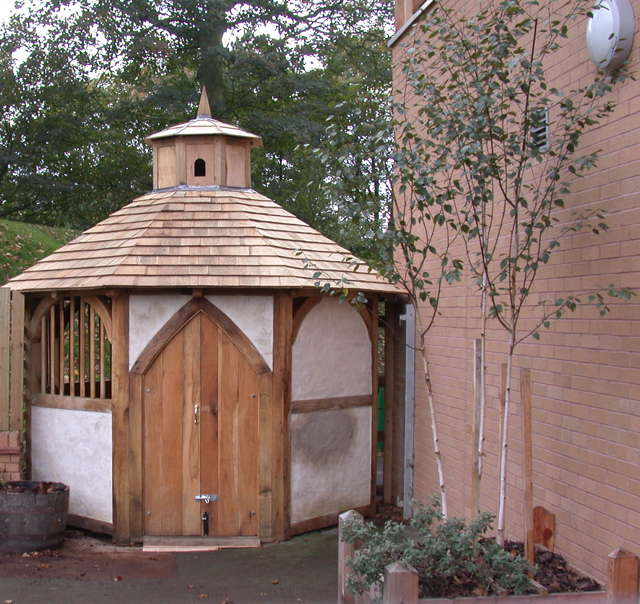 Handmade outdoor storytelling pavilion — timber frame house for schools and community spaces, Wales