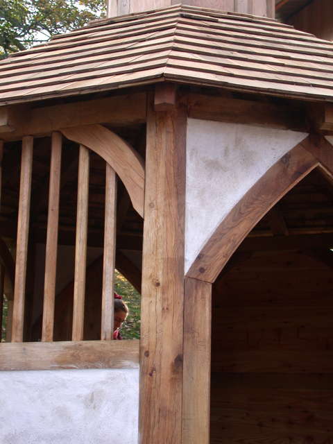 Timber frame handcrafted storytelling house — bespoke outdoor pavilion for schools, Wales