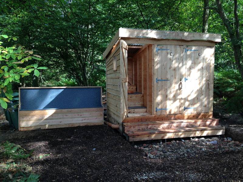Triple composting toilet block with urinal — sustainable outdoor sanitation, Wales
