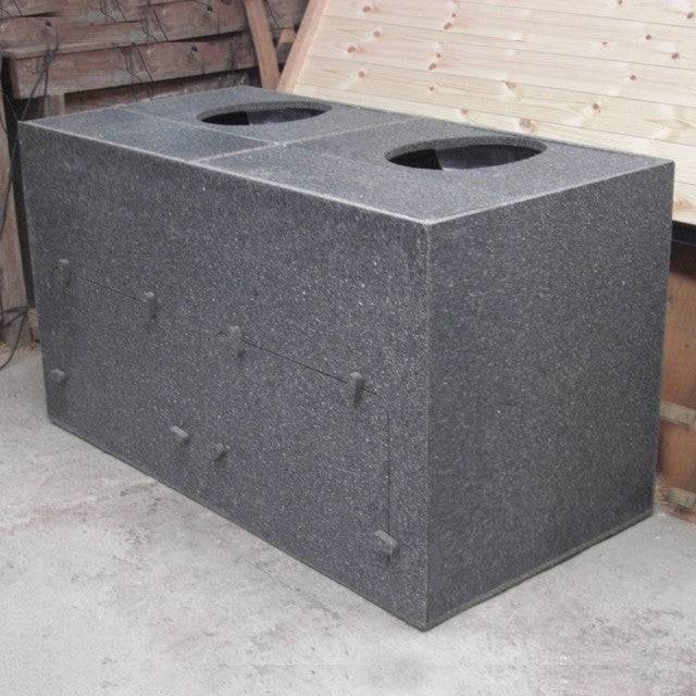 Twin chamber composting toilet box — solid timber, handmade eco toilet, Wales