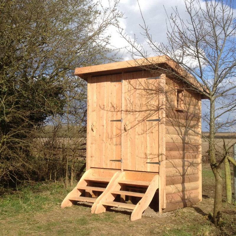 Handmade twin composting toilet — dual eco-friendly compost loo for campsites, Wales