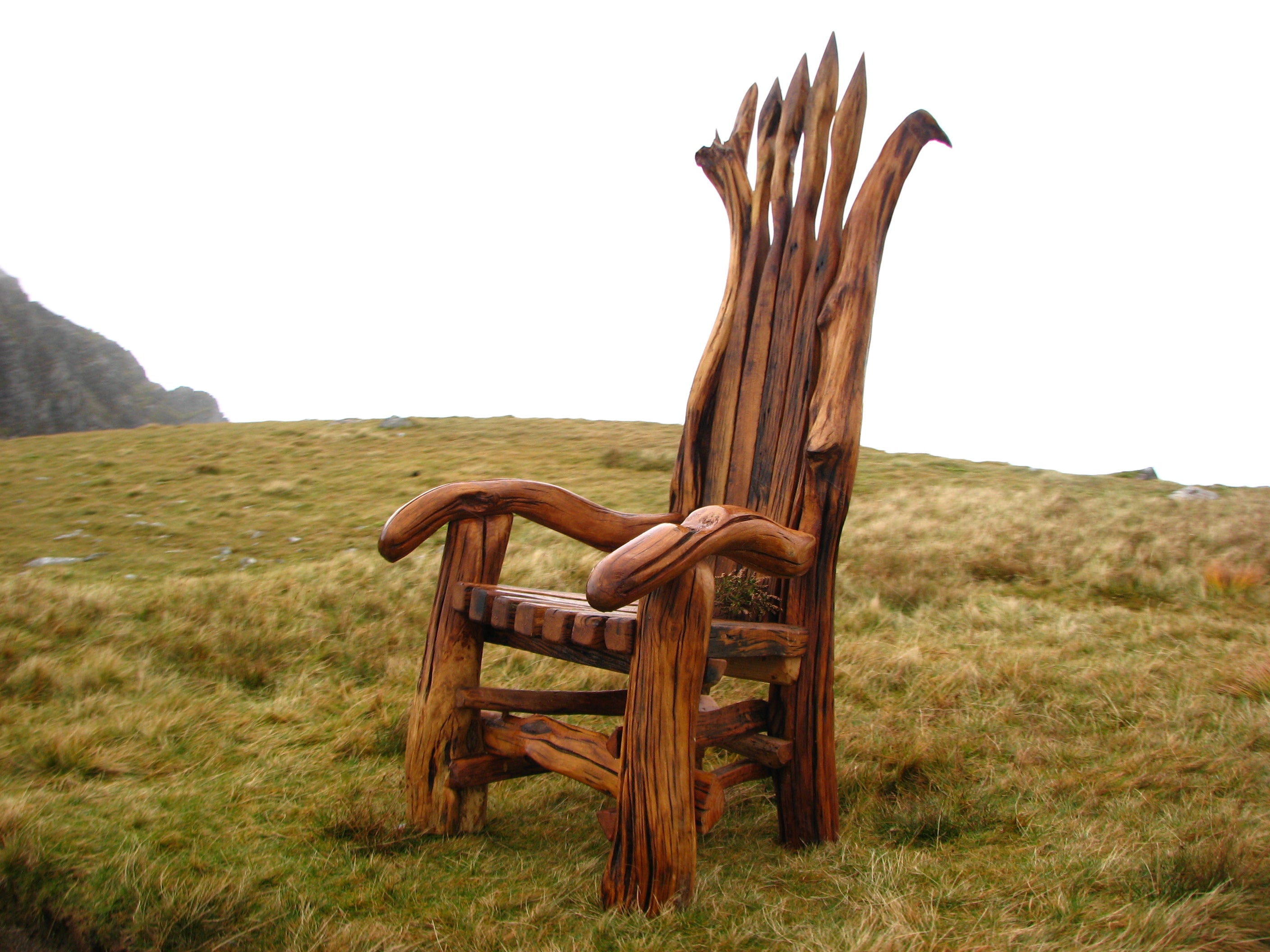 viking chair on top of Cadir Idris mountain in Wales