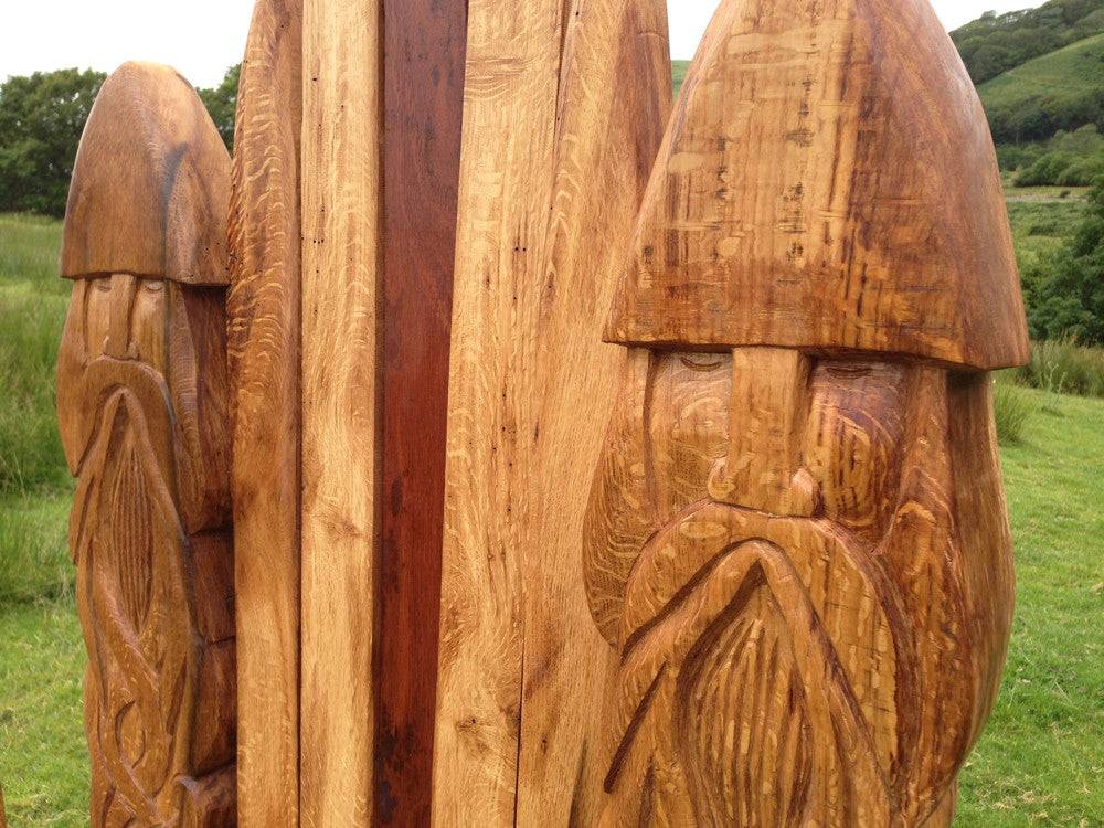 Viking carved solid oak chair — handmade bespoke Norse throne, Wales