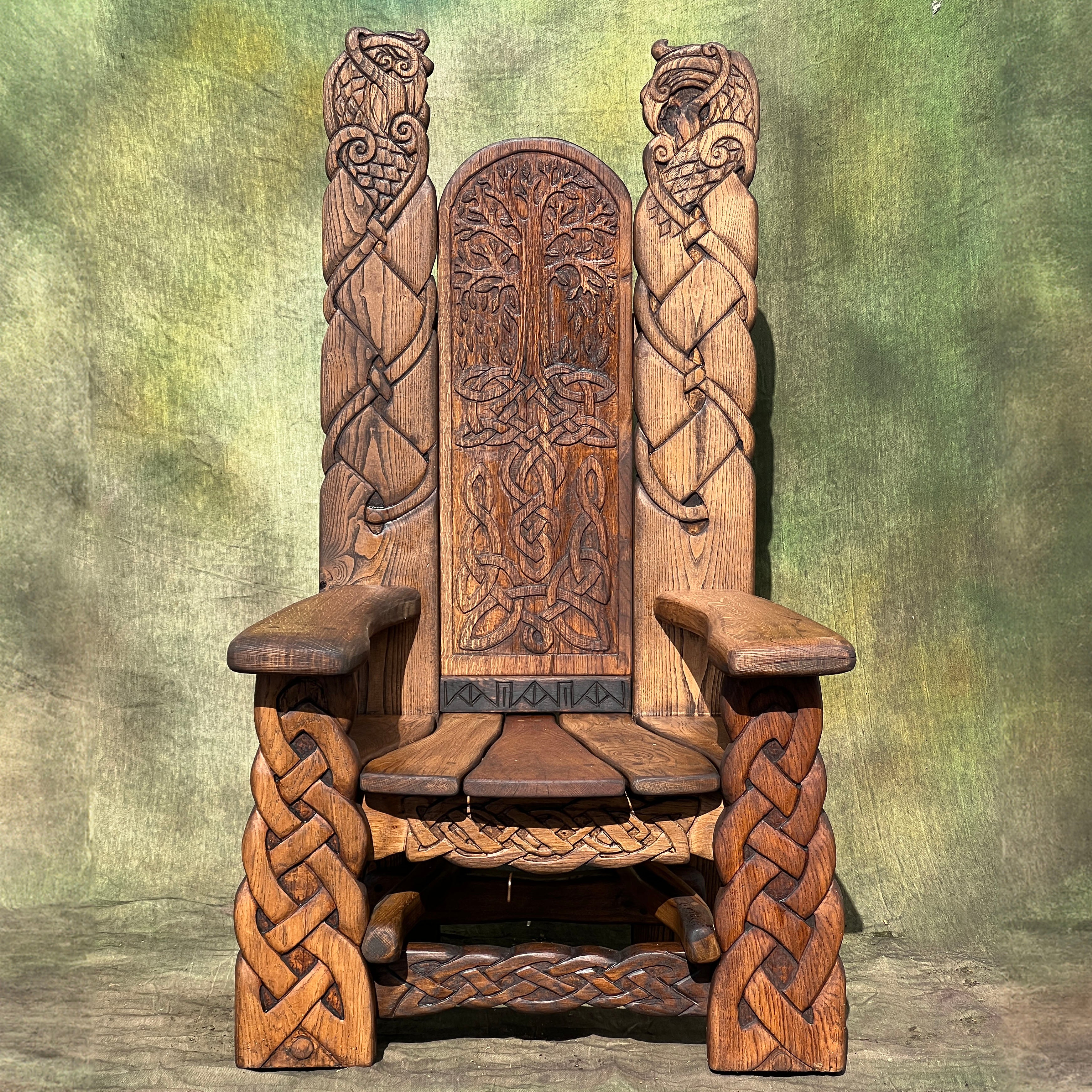 tree of life viking throne chair front view