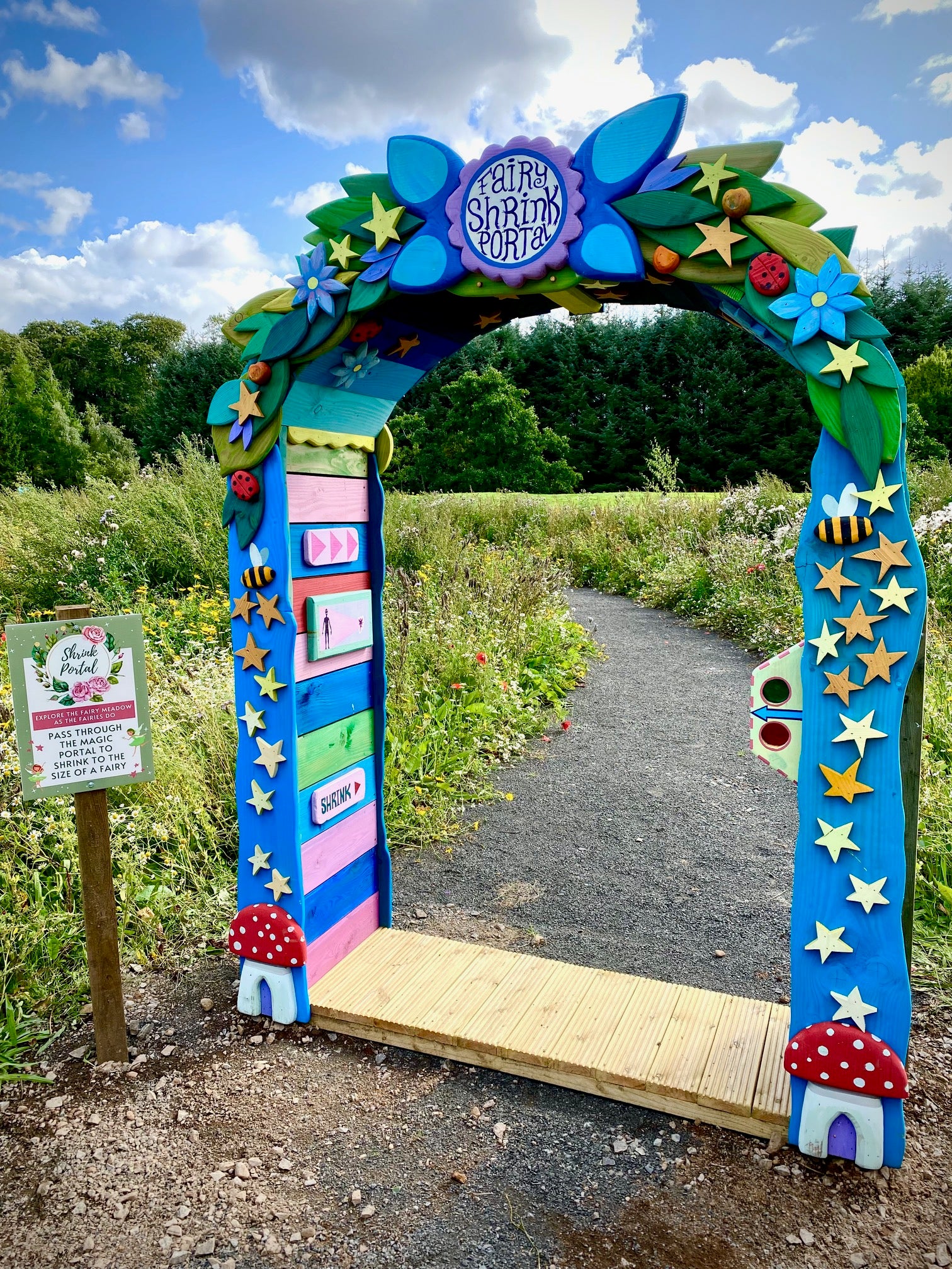 hand carved wooden arch for visitors centre