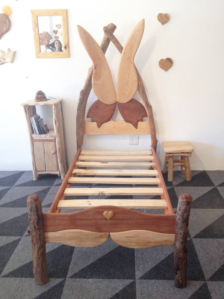 Magical handmade faerie butterfly wings bed — bespoke whimsical children's bedroom furniture, Wales