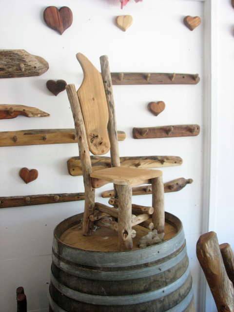 Natural wood grain detail on handcrafted kiddies chair — bespoke children's furniture, Wales
