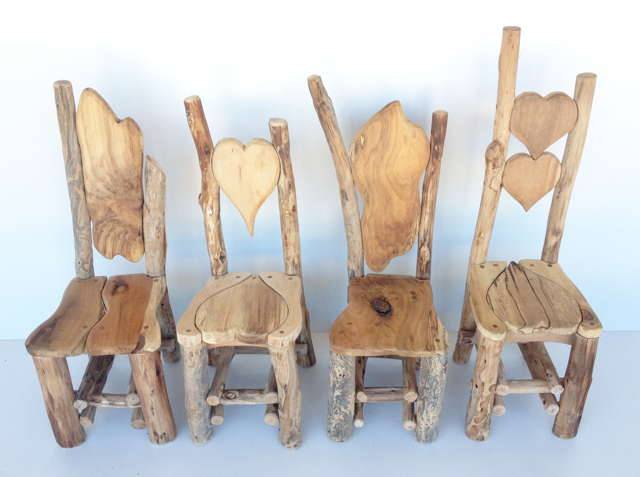 Small handcrafted natural wood children's chairs — bespoke fairy furniture for nurseries and schools, Wales