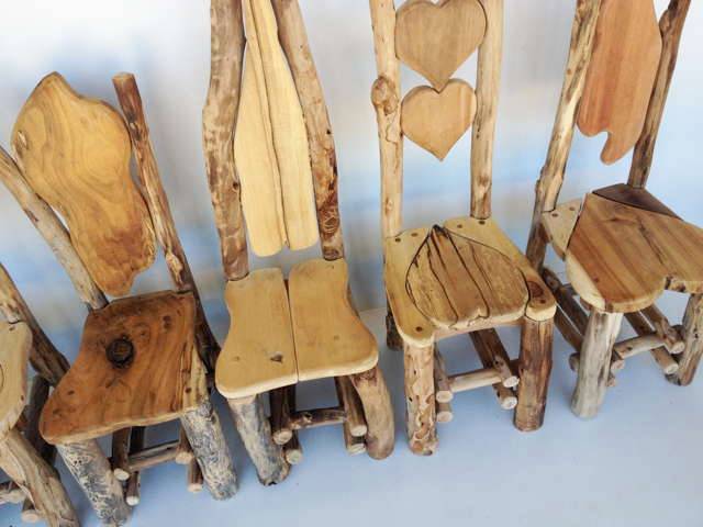 Fairy-themed handmade children's chairs in natural wood — bespoke kiddies furniture, Wales
