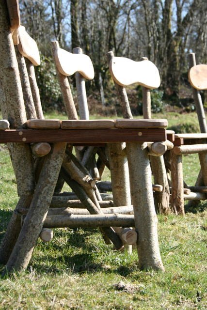 Set of woodland dining chairs around oak table — handcrafted furniture, Wales