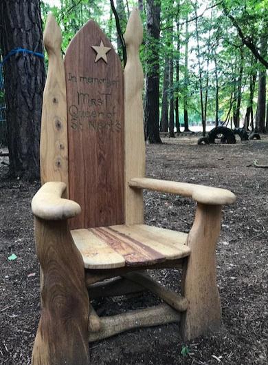 throne chair in storytelling ring for school woodland 