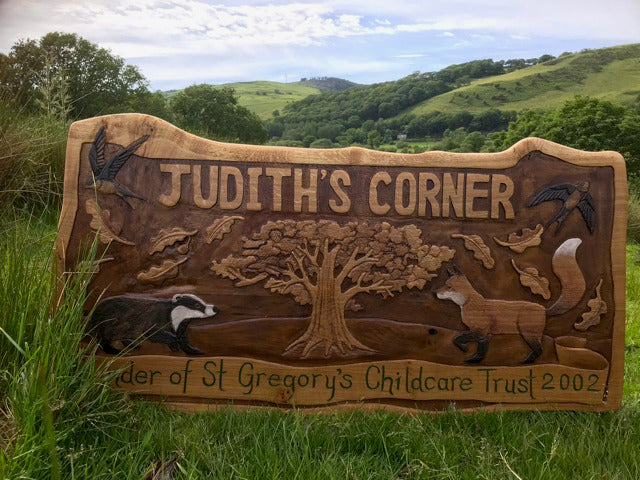 Hand carved nature sign 