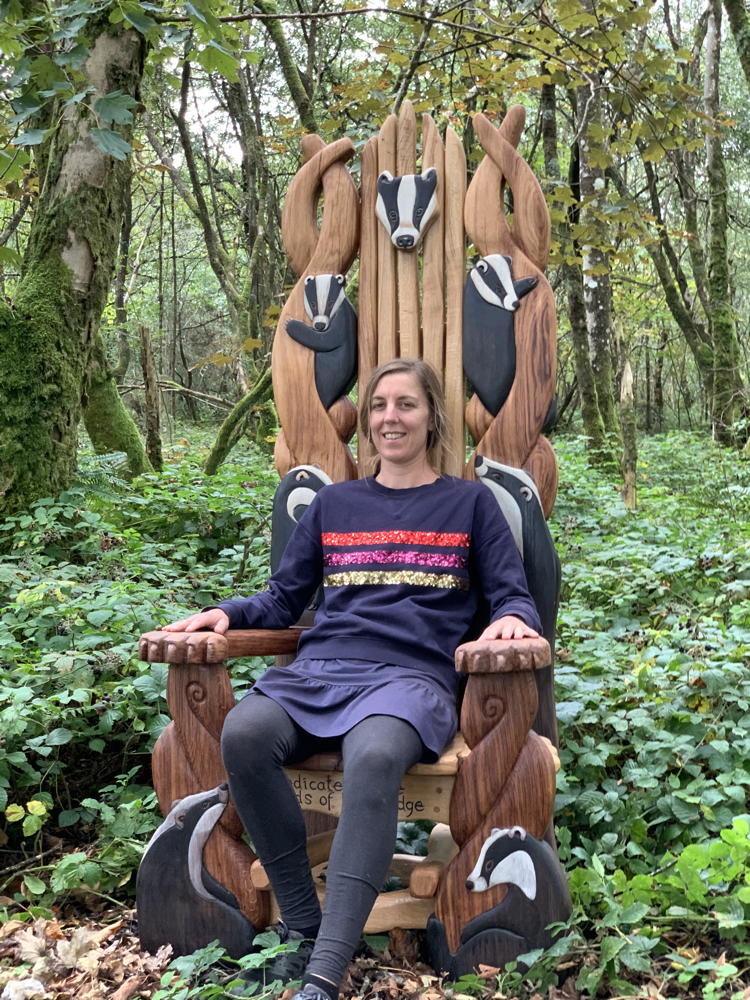 Suzanne in badger storytellers chair