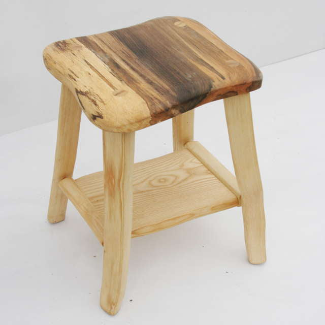 Natural wood bedside table with lower shelf