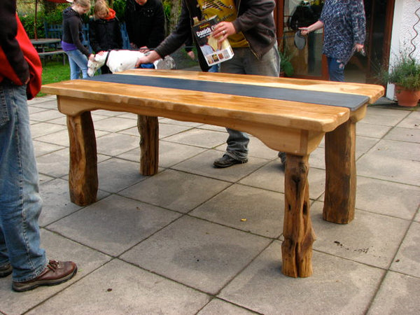 Chunky Patio Table being Oiled