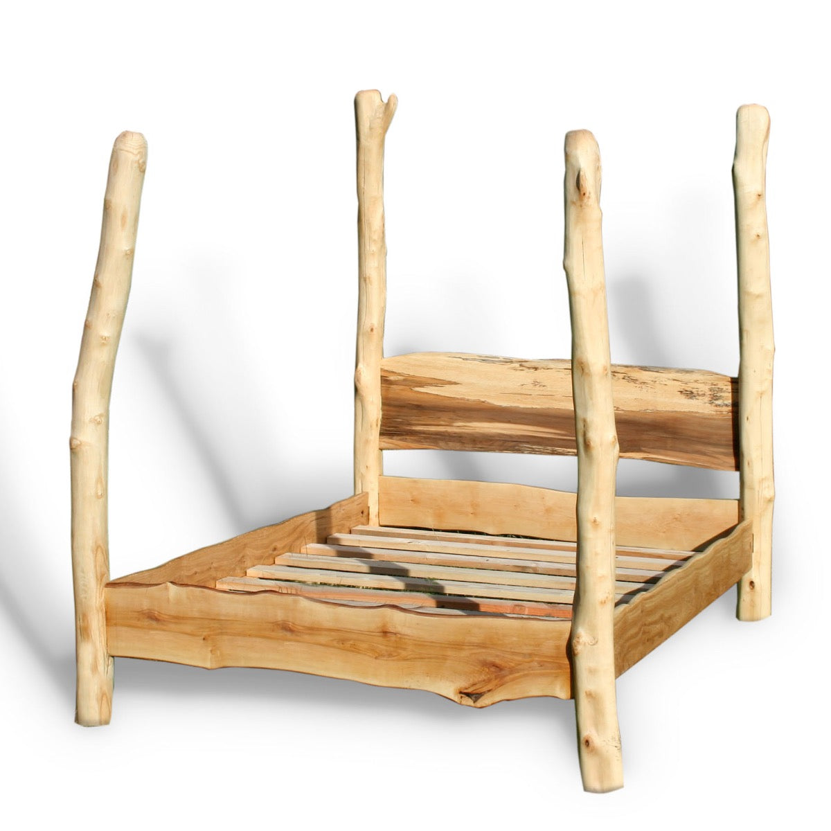 Rustic driftwood four poster bed frame