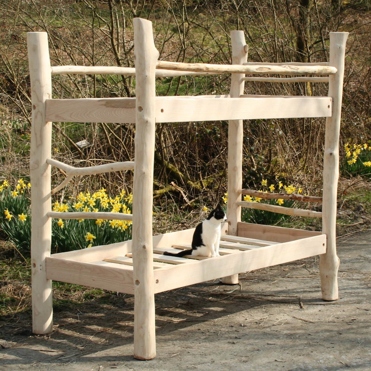 wooden bunk bed 