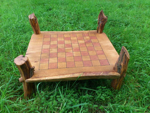rustic oak chess table