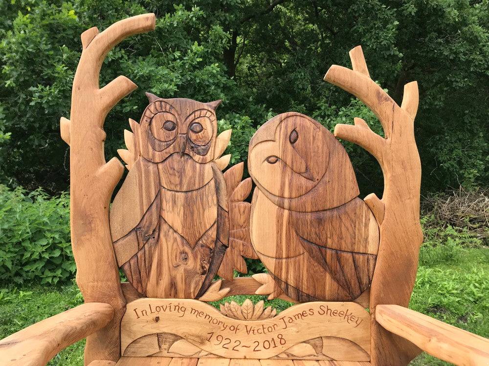 oak engraved memorial bench