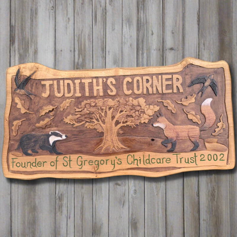 Judiths Corner Hand-carved Wooden Sign