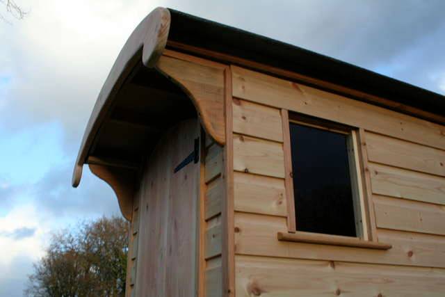 Close-up of Gypsy compost toilet roof and window