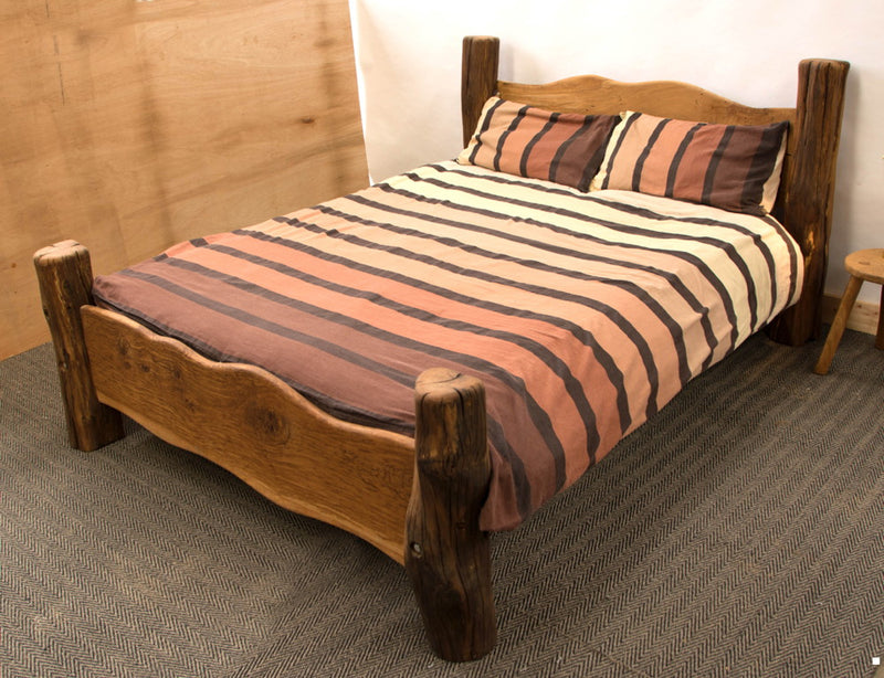 oak bed with pillows